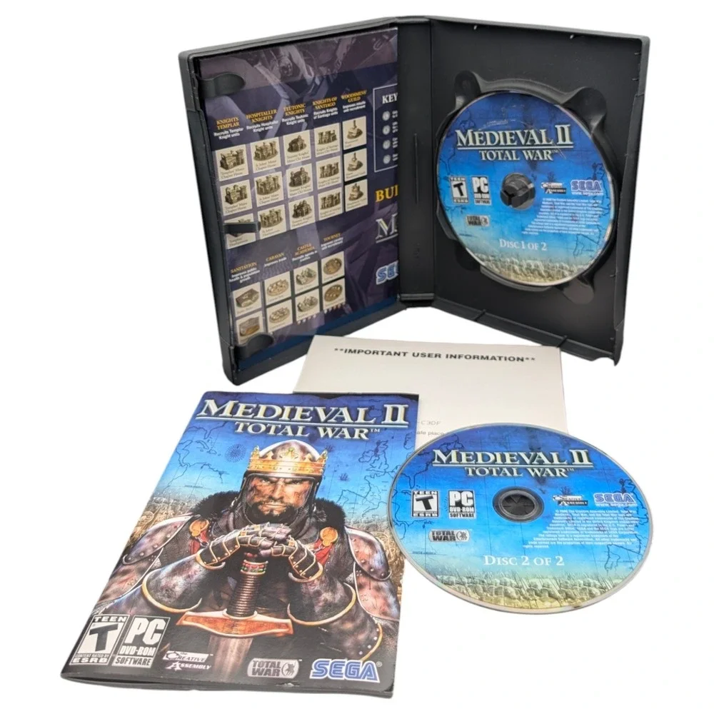 Medieval II Total‎ War PC Game & Kingdoms Expansion Pack Complete Set